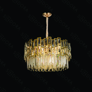 Pendente em Inox Dourado com Cristal 60×32 cm - Sindora DCD01028