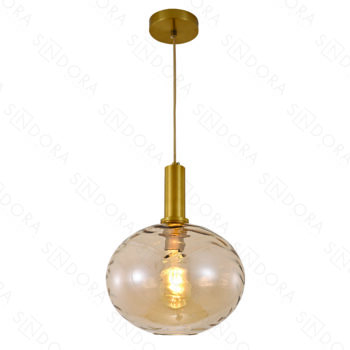 Pendente em Metal Bronze com Vidro Conhaque 30×21CM - SINDORA DCD04004