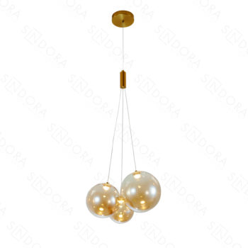 Pendente em Metal Bronze com Vidro Amber 12×15×18CM - SINDORA DCD04127