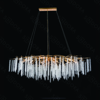 Pendente em Metal Dourado com Cristal 150×50CM - SINDORA DCD06565