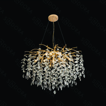 Pendente em Metal Dourado com Cristal 80×50CM - SINDORA DCD06569
