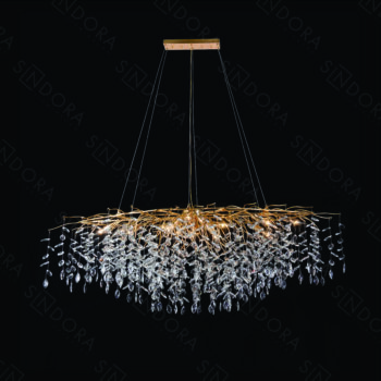 Pendente em Metal Dourado com Cristal 150×50CM - SINDORA DCD06571