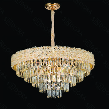 Pendente em Metal Dourado com Cristal 75×36CM - SINDORA DCD06581