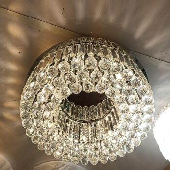Plafon Redondo em Metal Cromado com Cristal 60×60CM - SINDORA DCX00111
