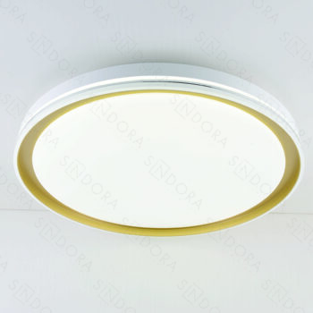 Plafon em Metal Branco com Acrílico Dourado 28x6,5CM - SINDORA DCX02362