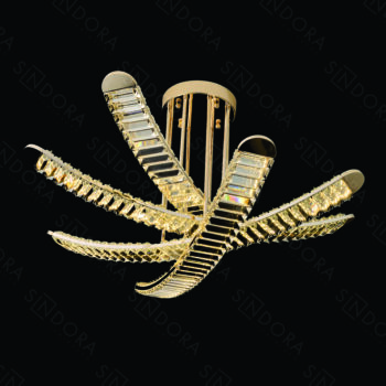 Plafon em Metal Dourado com Cristal 80×45CM - SINDORA DCX02864
