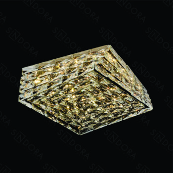 Plafon em Inox Dourado com Cristal 46×46CM - SINDORA DCX02883