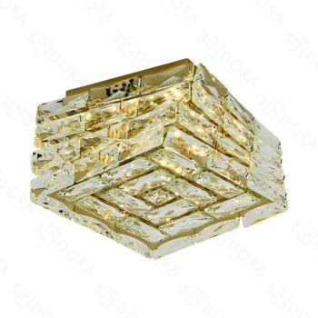 Plafon em Inox Dourado com Cristal 30CM - SINDORA DCX02910