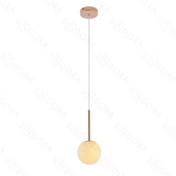 Pendente em Metal Dourado com Mármore 12×24CM - SINDORA QD05189