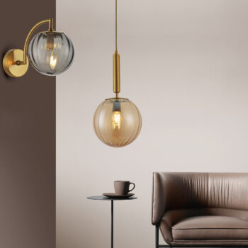 Pendente Metal com Vidro Champagne 20×40CM - SINDORA DCD02146