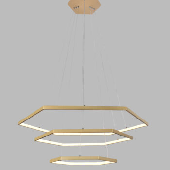 Pendente Hexagonal LED Alumínio Dourado 40×60×80CM - SINDORA DCD015036