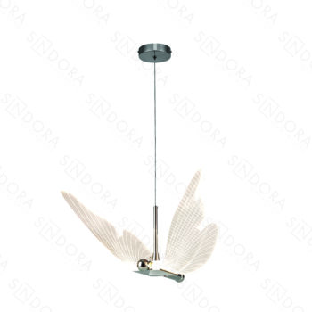 Pendente Mini Borboleta Metal Cromado com Acrílico 24×18CM - SINDORA DCD02201