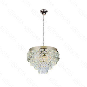 Pendente ou Plafon Com  Metal dourado E Cristal 40×27CM - SINDORA DCD02524