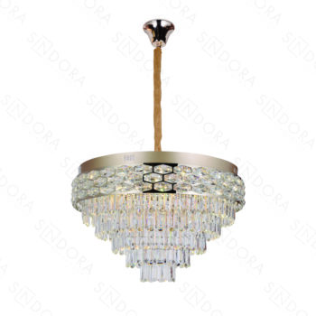 Pendente ou Plafon Com  Metal dourado E Cristal 60×37CM - SINDORA DCD02525