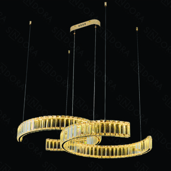 Pendente Metal Dourado Com Cristal 72×50CM - SINDORA DCD02866
