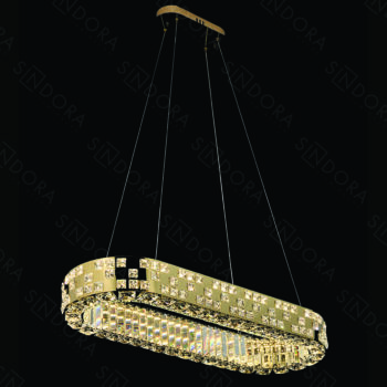 Pendente Inox Dourado com Cristal 82×31CM - SINDORA DCD02890