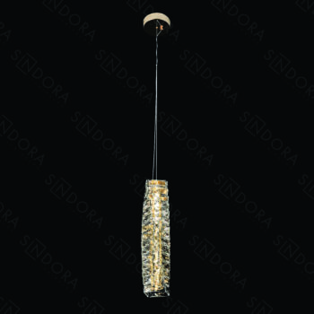 Pendente Inox Dourado com Cristal 9×46CM - SINDORA DCD02898
