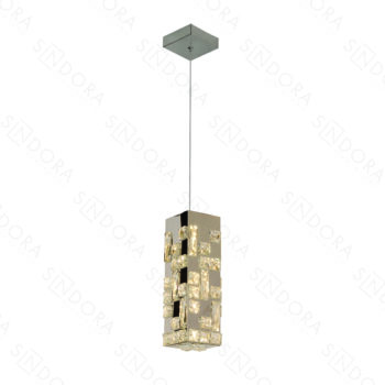 Pendente Inox Cromado com Cristal 12×12×32CM - SINDORA DCD02953