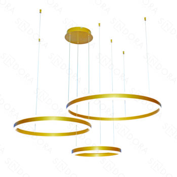 Pendente Alumínio Escovado Dourado Com Acrílico 40×60×80CM - SINDORA QD05336