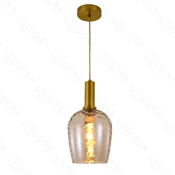 Pendente Metal Bronze com Vidro Conhaque 18×24CM - SINDORA DCD04000