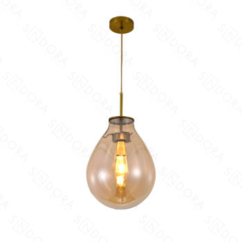Pendente Metal Bronze com Vidro Conhaque 22×30CM - SINDORA DCD04006