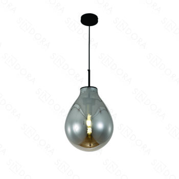 Pendente Metal Preto com Vidro Fumê 22×30CM - SINDORA DCD04007