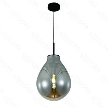Pendente Metal Preto com Vidro Fumê 30×40CM - SINDORA DCD04009