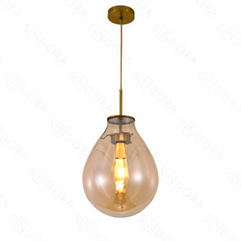 Pendente Metal Bronze com Vidro Conhaque 40×52CM - SINDORA DCD04010