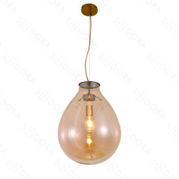 pendente Metal Bronze com Vidro Conhaque 48×62CM - SINDORA DCD04012
