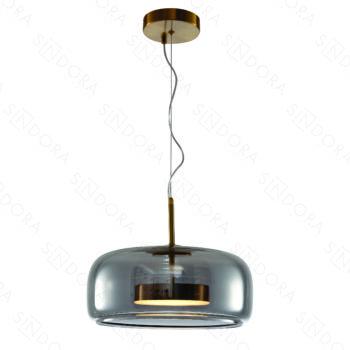 Pendente Metal Bronze com Vidro Fume 33×15CM - SINDORA DCD04020