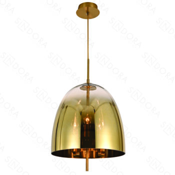 Pendente Metal Dourado com Vidro Dourado 33×55CM - SINDORA DCD04102