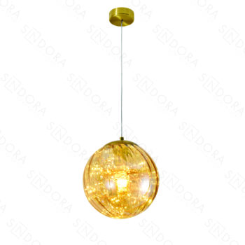 Pendente Metal Bronze com Vidro Amber 25CM - SINDORA DCD04141