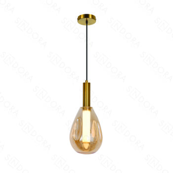 Pendente em Metal Dourado com Vidro Âmbar 20×15CM - SINDORA DCD04178