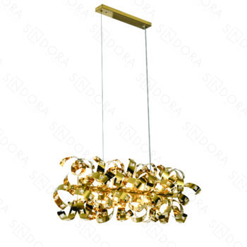Pendente Inox Dourado e Cristal 110×38CM - SINDORA DCD06207