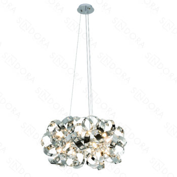 Pendente Inox Cromado Com Cristal 65×38CM - SINDORA DCD06210