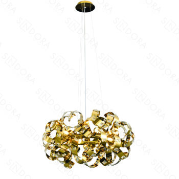 Pendente Inox Dourado Com Cristal 65×38CM - SINDORA DCD06211