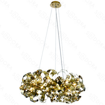Pendente Inox Dourado Com Cristal 80×40CM - SINDORA DCD06213