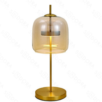 Abajur Metal Bronze com Vidro Conhaque 25×57CM - SINDORA DCT04021