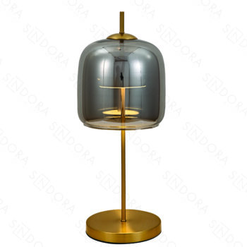 Abajur Metal Bronze com Vidro Fume 25×57CM - SINDORA DCT04022