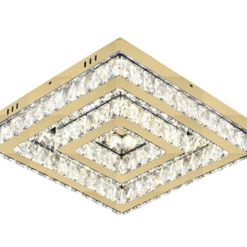 Plafon com Controle Inox Dourado com Cristal 40×60CM - SINDORA DCX01415