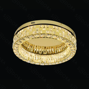 Plafon Inox Dourado com Cristal 60CM - SINDORA DCX02891