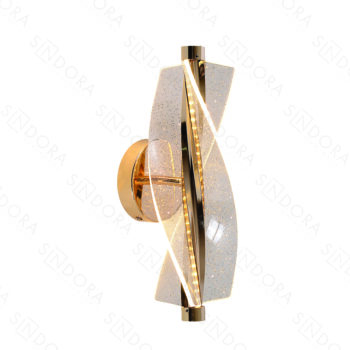 Arandela em Metal Dourado com Acrílico com Glitter 32×10CM - SINDORA QB05220