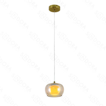 Pendente em Metal Dourado com Vidro 15×10CM - SINDORA QD05210