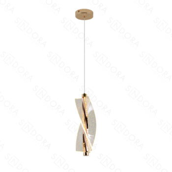 Pendente em Metal Dourado com Acrílico com Glitter 32×10CM - SINDORA QD05219