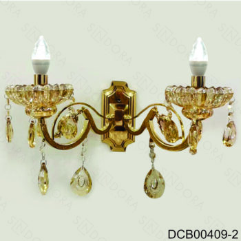 Arandela em Metal Dourado com Cristal Âmbar 32×17×17CM - SINDORA DCB00409-2W