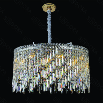 Pendente em Metal Cromado com Cristais 78×45CM - SINDORA DCD00295