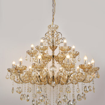 Pendente em Metal Dourado com Cristal Âmbar 100×120CM - SINDORA DCD00409-12+6