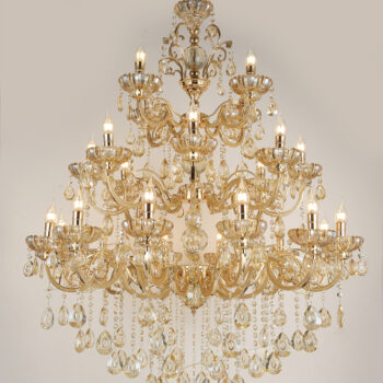 Pendente em Metal Dourado com Cristal Âmbar 95×15CM - SINDORA DCD00409-12+8+4