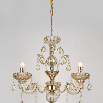 Pendente em Metal Dourado com Cristal Âmbar 45×45CM - SINDORA DCD00409-3