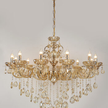 Pendente em Metal Dourado com Cristal Âmbar 50×50CM - SINDORA DCD00409-5